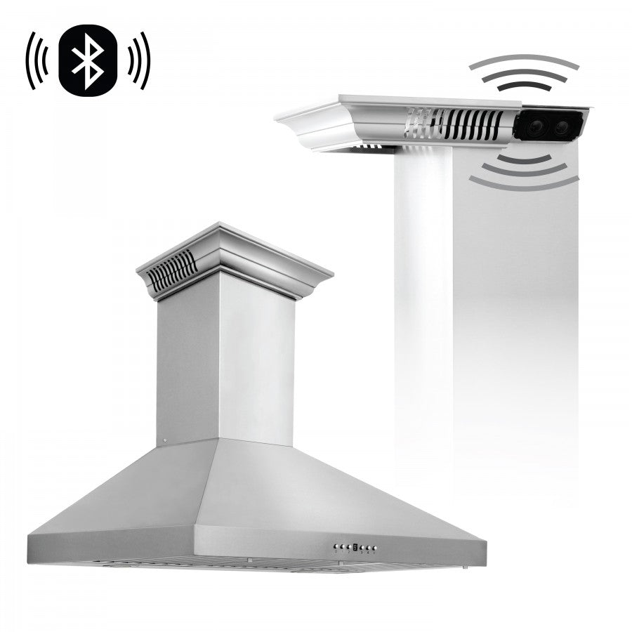 ZLINE 48 in. Wall Mount Range Hood Stainless Steel CrownSound® Bluetooth Speakers 700 CFM (KL3CRN-BT-48)