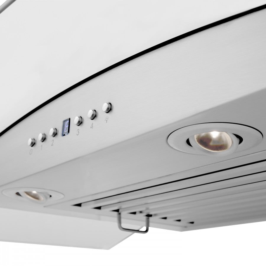 ZLINE 30 in Wall Mount Range Hood Stainless Steel CrownSound Bluetooth Speakers 400 CFM (KZCRN-BT-30)
