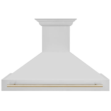 ZLINE 48 Inch Wall Mount Range Hood Stainless Steel Gold Handle Autograph Edition 8654STZ-48-G