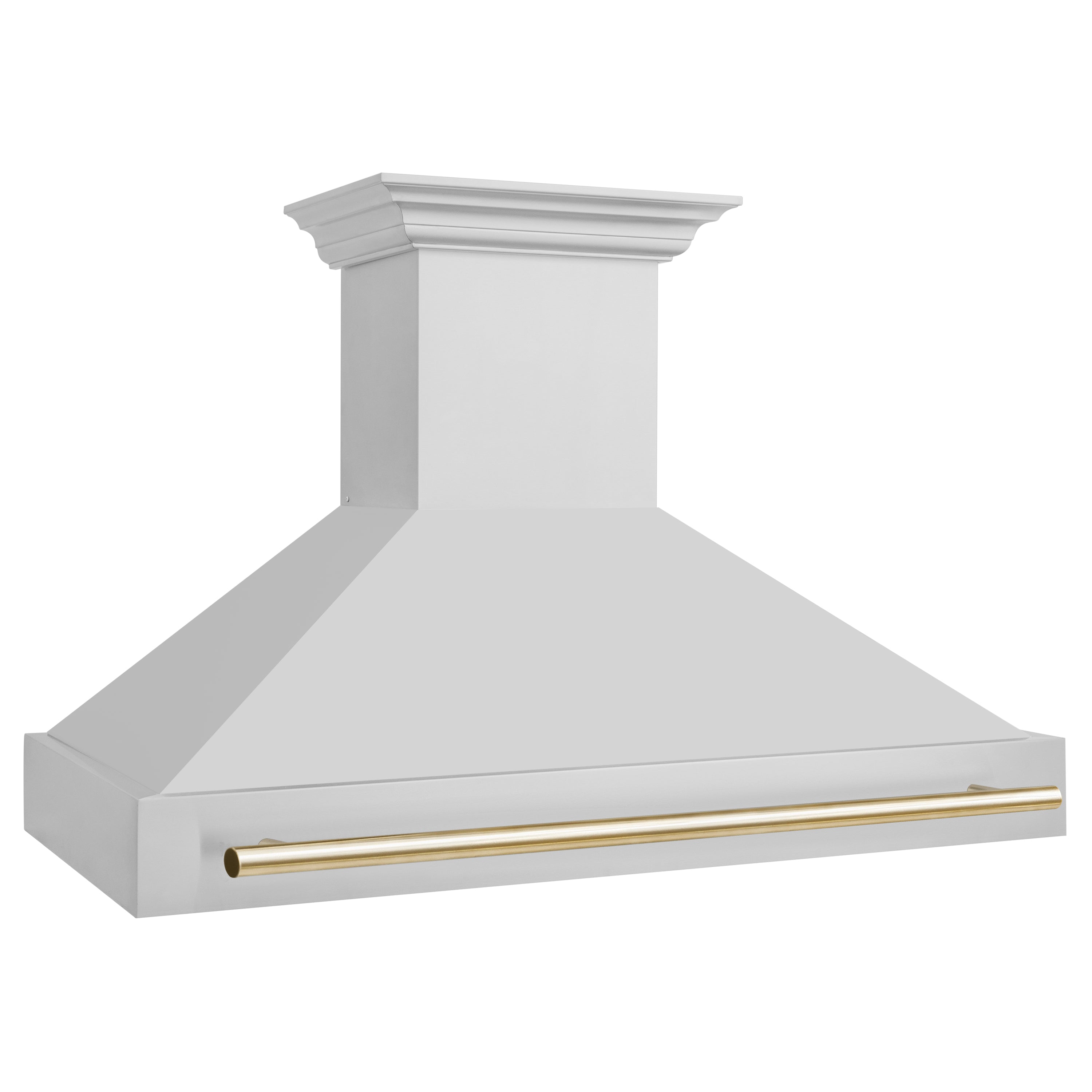 ZLINE 48 Inch Wall Mount Range Hood Stainless Steel Gold Handle Autograph Edition 8654STZ-48-G