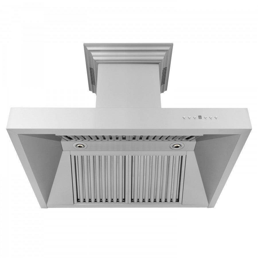 ZLINE 54 in. Wall Mount Range Hood Stainless Steel 400 CFM CrownSound® Bluetooth Speakers (697CRN-BT-54)