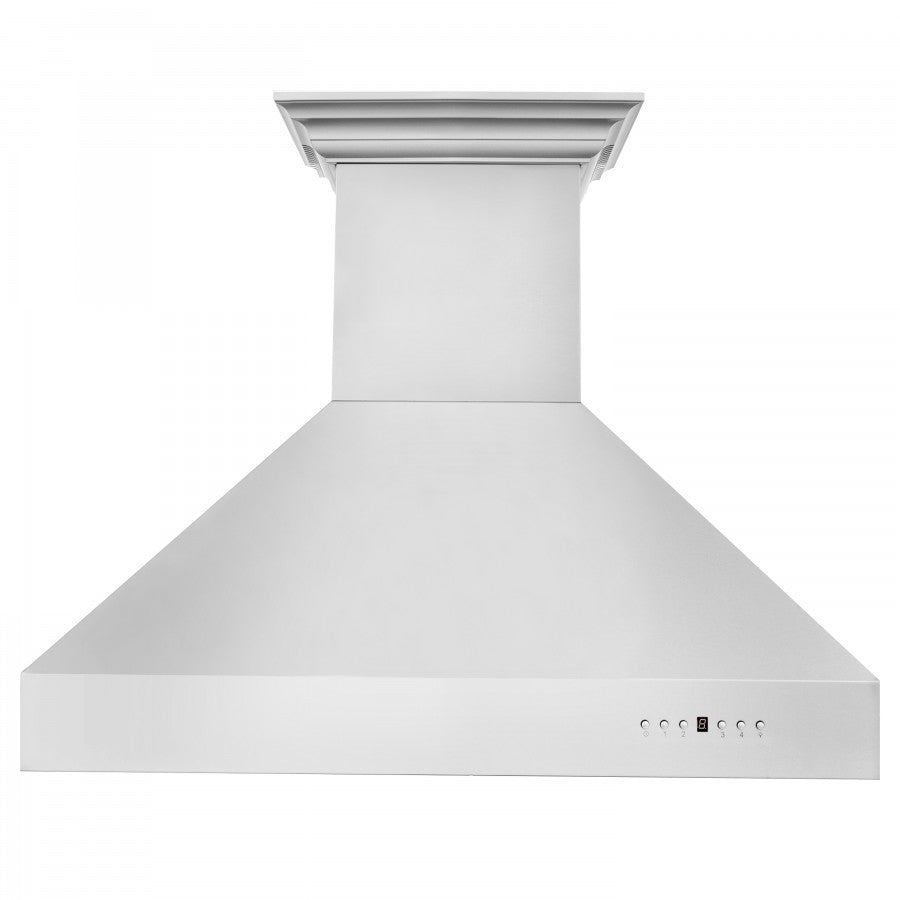 ZLINE 30 in. Wall Mount Range Hood, Stainless Steel, 400 CFM, 4-Speed Fan, CrownSound® Bluetooth Speakers (697CRN-BT-30)