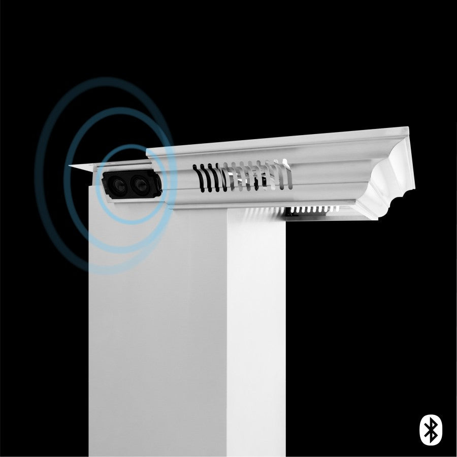 ZLINE 48 in. Wall Mount Range Hood 400 CFM Stainless Steel CrownSound Bluetooth Speakers (697CRN-BT-48)