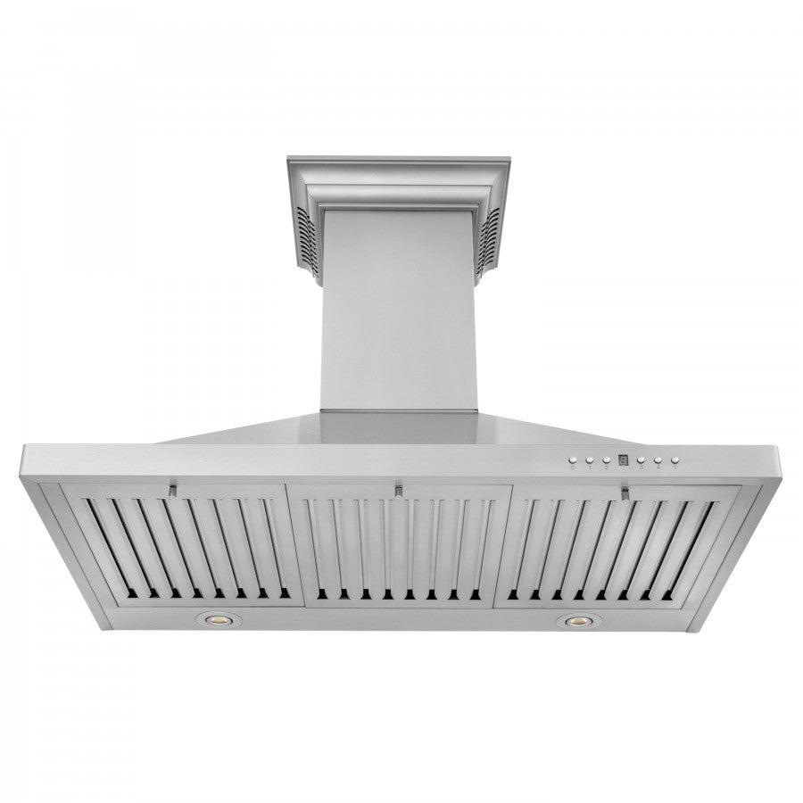 ZLINE 42 in. Wall Mount Range Hood Stainless Steel 400 CFM CrownSound Bluetooth Speakers (KL2CRN-BT-42)