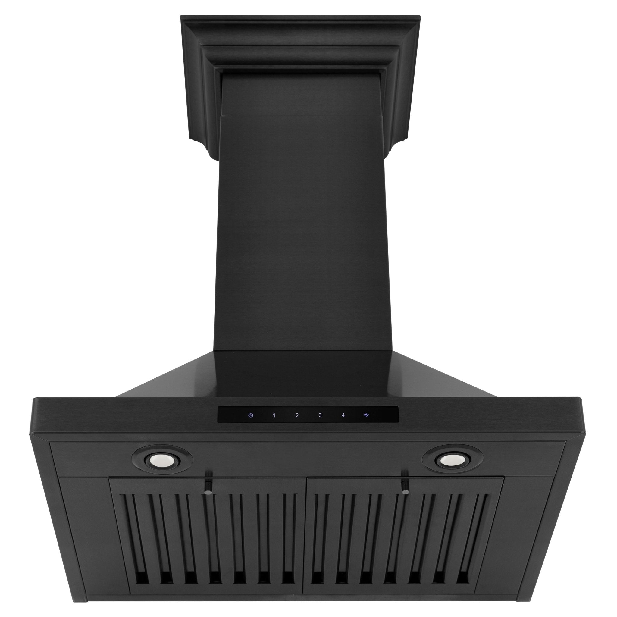 ZLINE 42 in. Wall Mount Range Hood Convertible Vent 400 CFM Black Stainless Steel Crown Molding (BSKBNCRN-42)