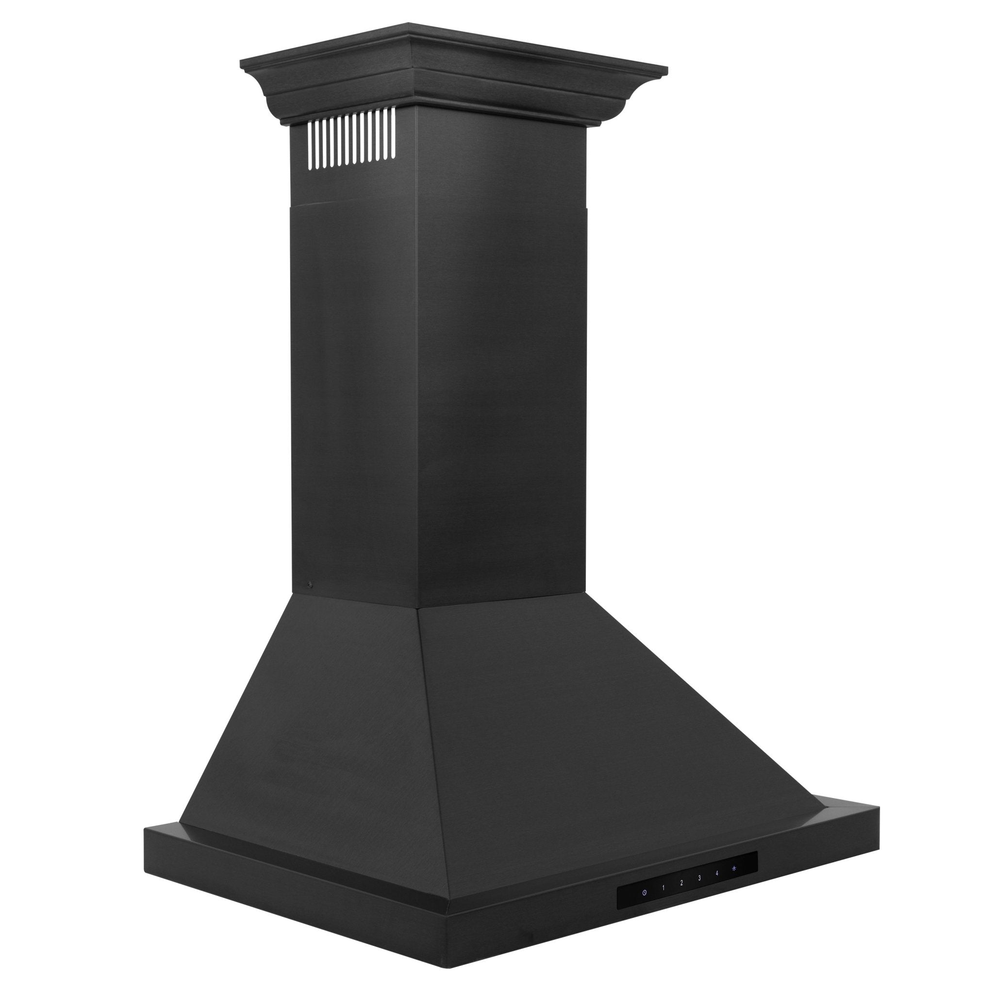ZLINE 42 in. Wall Mount Range Hood Convertible Vent 400 CFM Black Stainless Steel Crown Molding (BSKBNCRN-42)