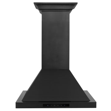 ZLINE 42 in. Wall Mount Range Hood Convertible Vent 400 CFM Black Stainless Steel Crown Molding (BSKBNCRN-42)