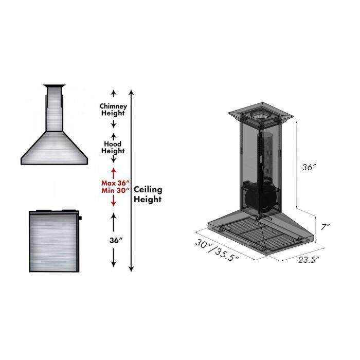 ZLINE 30 in. Island Range Hood, Hand-Hammered Copper Finish, 30 Inch Kitchen Vent Hood (8GL2Hi-30)