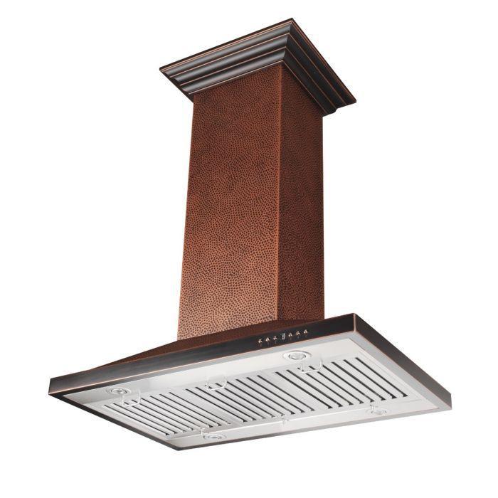 ZLINE 30 in. Island Range Hood, Hand-Hammered Copper Finish, 30 Inch Kitchen Vent Hood (8GL2Hi-30)