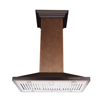 ZLINE 30 in. Island Range Hood, Hand-Hammered Copper Finish, 30 Inch Kitchen Vent Hood (8GL2Hi-30)