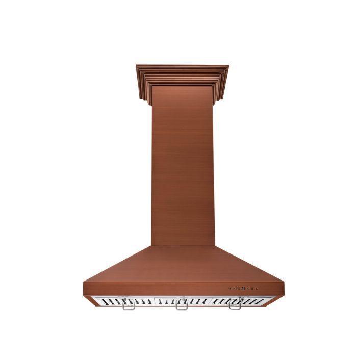 ZLINE 36 in Island Range Hood Copper Finish 4-Speed Fan LED Lighting 400 CFM (8KL3iC-36)