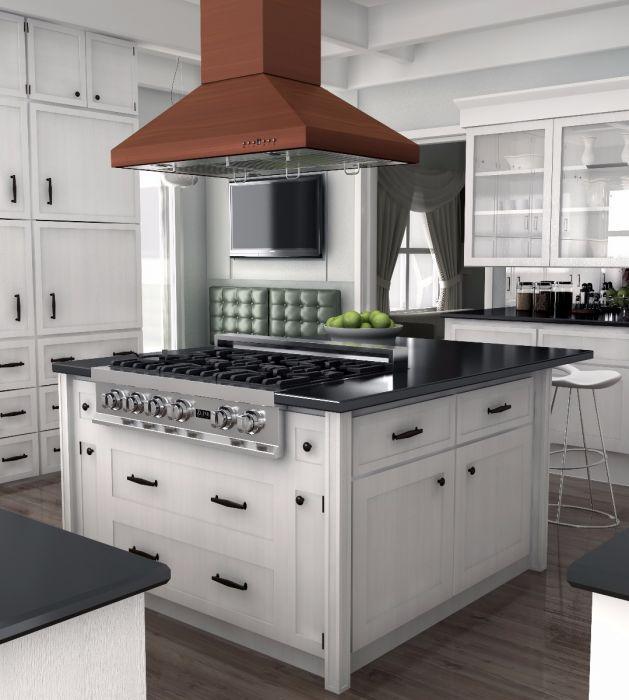ZLINE 36 in Island Range Hood Copper Finish 4-Speed Fan LED Lighting 400 CFM (8KL3iC-36)