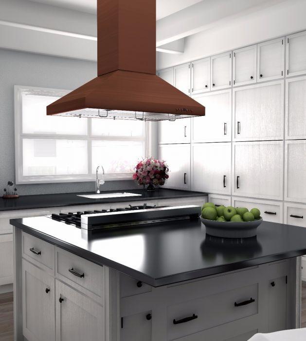 ZLINE 36 in Island Range Hood Copper Finish 4-Speed Fan LED Lighting 400 CFM (8KL3iC-36)