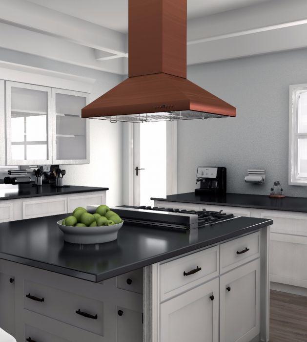 ZLINE 36 in Island Range Hood Copper Finish 4-Speed Fan LED Lighting 400 CFM (8KL3iC-36)