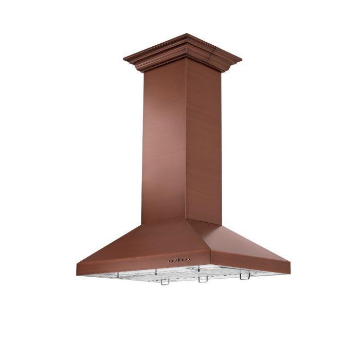 ZLINE 36 in Island Range Hood Copper Finish 4-Speed Fan LED Lighting 400 CFM (8KL3iC-36)