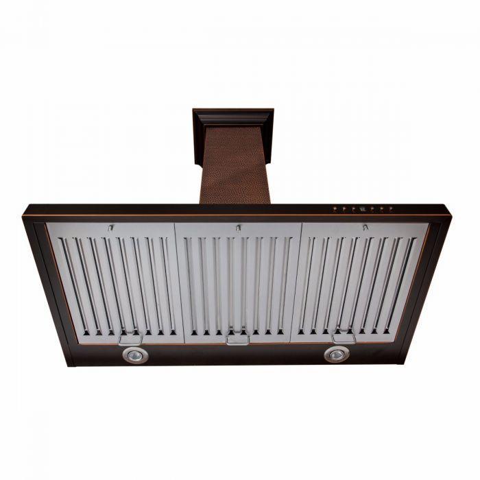 ZLINE 36 Inch Wall Mount Range Hood Hand-Hammered Copper Finish Professional Design (8KBH-36)
