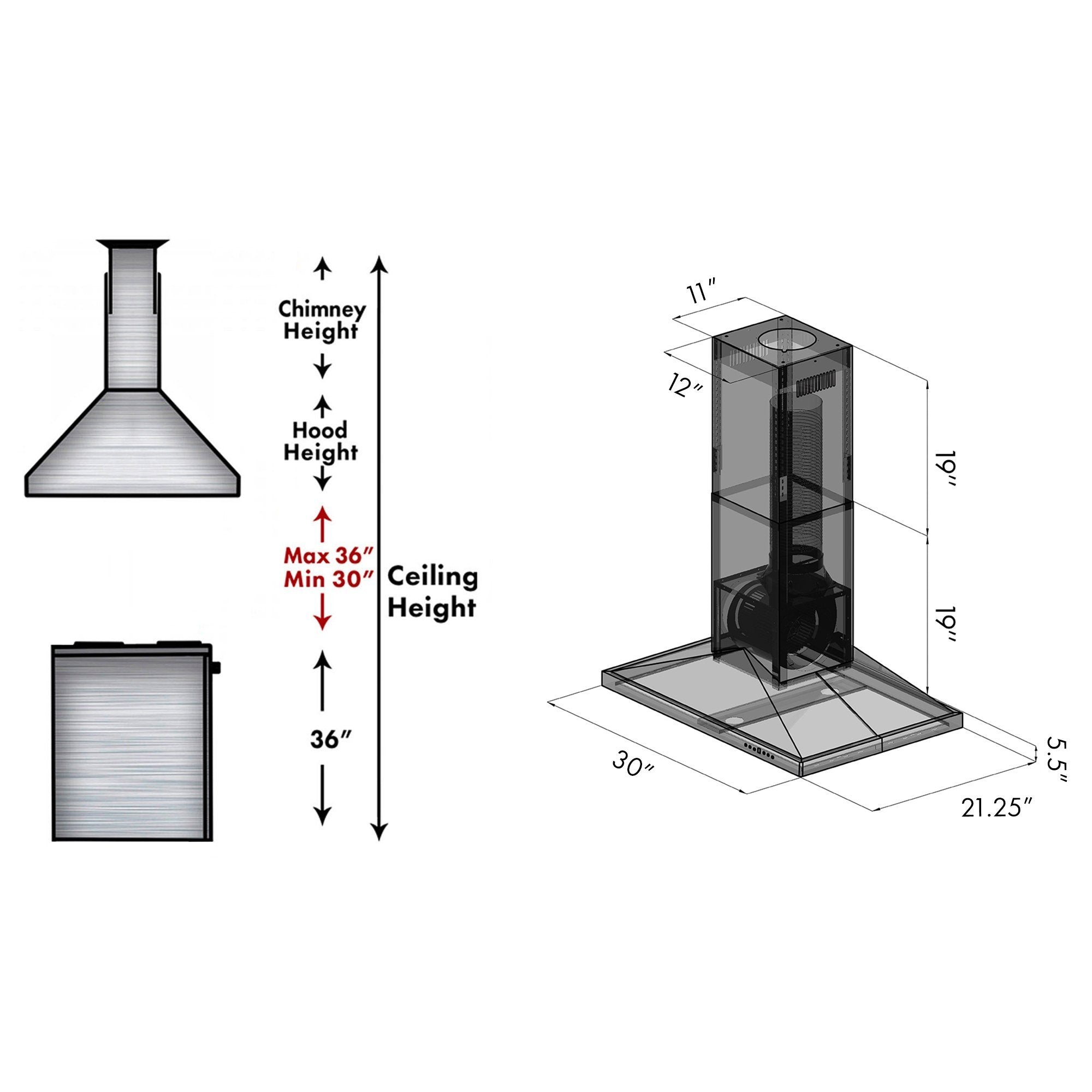ZLINE 48 in. Island Mount Range Hood CrownSound Black Stainless Steel Built-In Bluetooth Speakers (BSGL2iNCRN-BT-48)