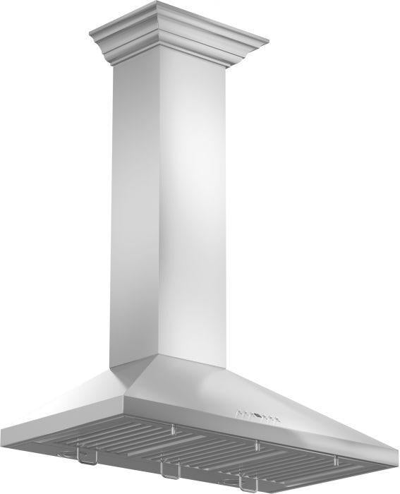 ZLINE 48" Wall Mount Range Hood Convertible Vent Stainless Steel with Crown Molding (KL2CRN-48)