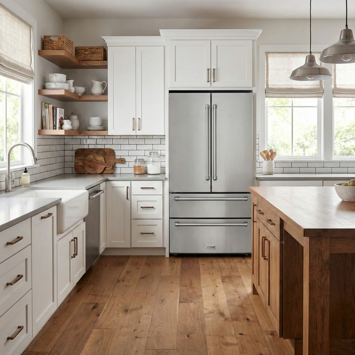ZLINE 36" 4-Door French Door Refrigerator 22.5 Cu. Ft Capacity Ice Maker Fingerprint Resistant Stainless Steel (RFM-36)