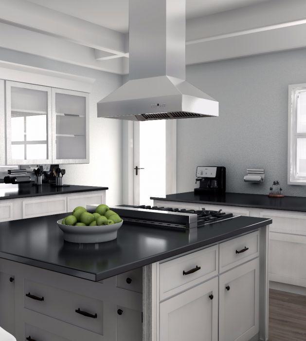 ZLINE 42 in. Island Mount Range Hood Outdoor Approved Stainless Steel Ducted (697i-304-42)