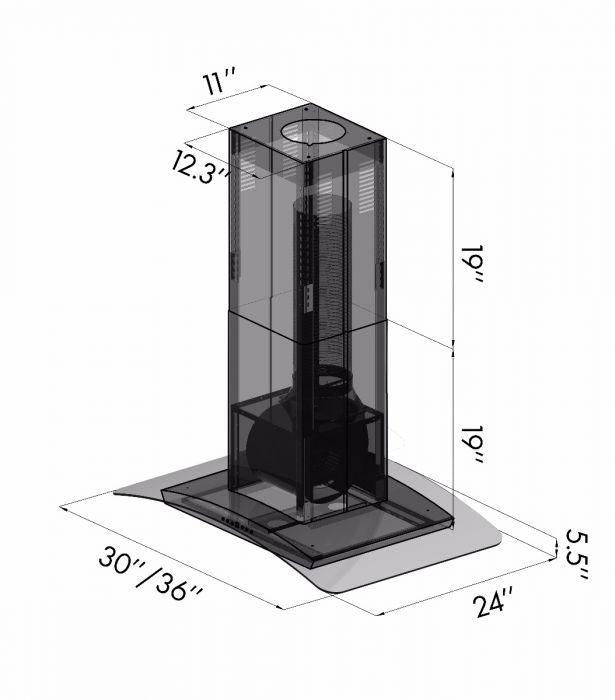 ZLINE 36" Island Range Hood Stainless Steel 4-Speed 400 CFM (GL5i-36)