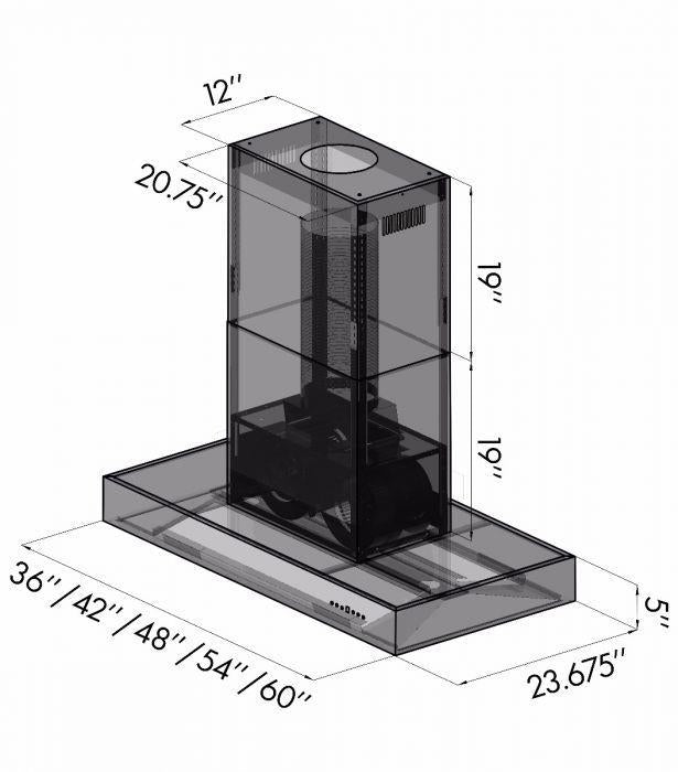 ZLINE 36 Inch Island Mount Range Hood Stainless Steel Ducted Ventilation LED Lighting 400 CFM (KECOMi-36)