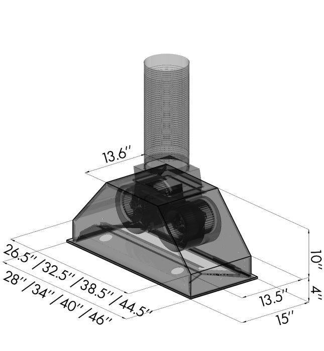 ZLINE 40 in. Range Hood Insert Stainless Steel Remote Blower Ducted 695-RD-40
