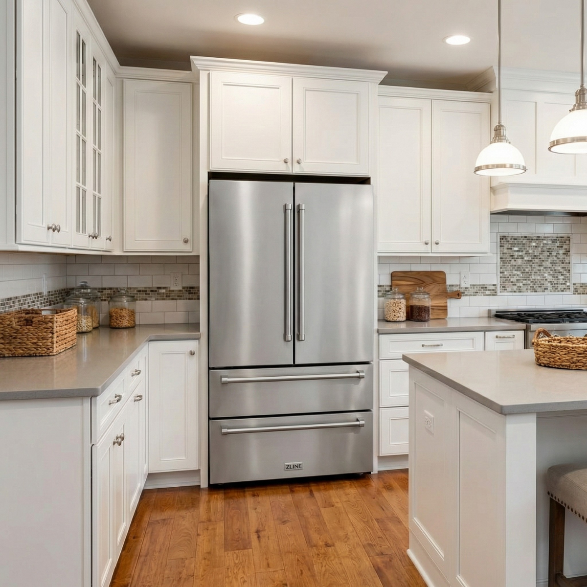 ZLINE 36" 4-Door French Door Refrigerator 22.5 Cu. Ft Capacity Ice Maker Fingerprint Resistant Stainless Steel (RFM-36)