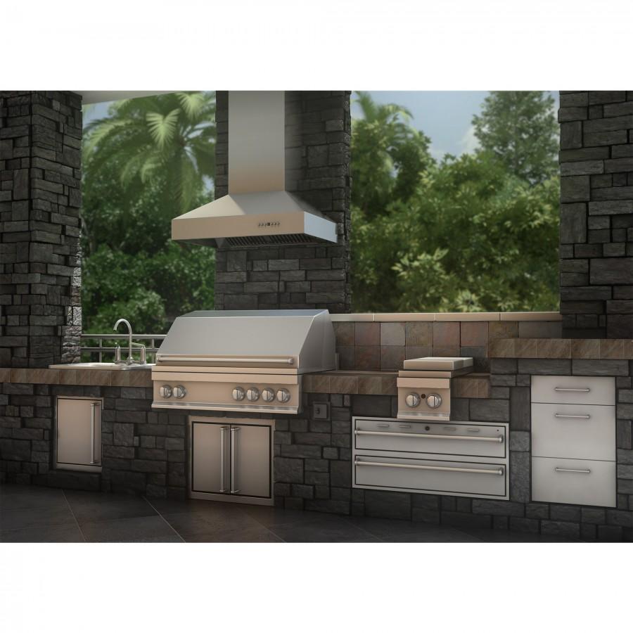 ZLINE 48 in. Wall Mount Range Hood Outdoor Stainless Steel Ducted 760 CFM (697-304-48)