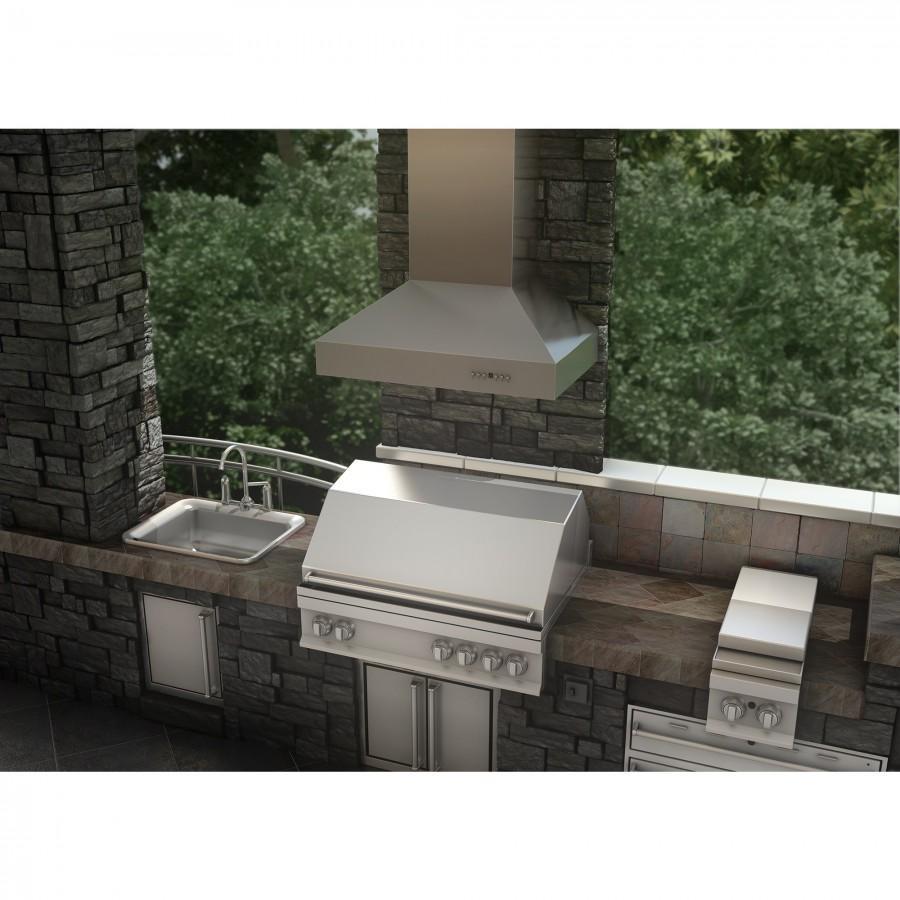 ZLINE 48 in. Wall Mount Range Hood Outdoor Stainless Steel Ducted 760 CFM (697-304-48)