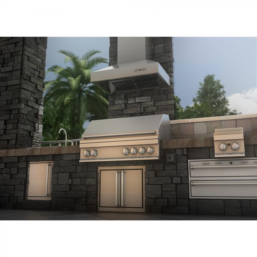 ZLINE 48 in. Wall Mount Range Hood Outdoor Stainless Steel Ducted 760 CFM (697-304-48)