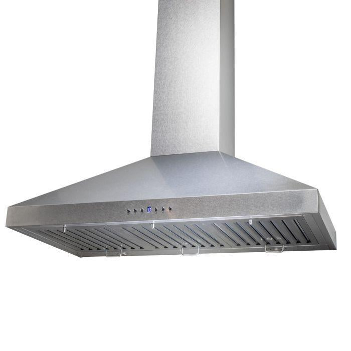 ZLINE 36 in Wall Mount Range Hood Convertible Vent Satin Stainless Steel 400 CFM LED Lighting Baffle Filters (8KL3S-36)