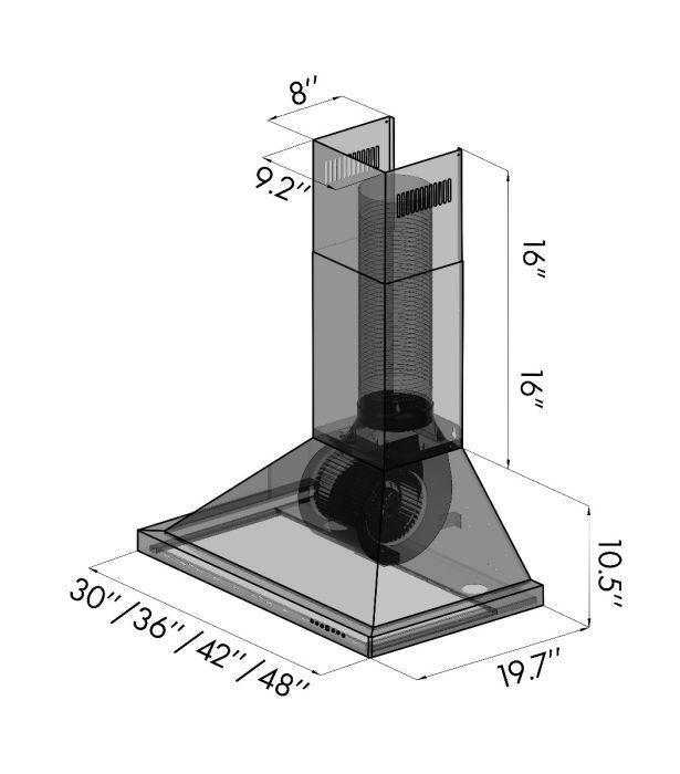 ZLINE 48 in Wall Mount Range Hood Stainless Steel Convertible Vent Crown Molding (KBCRN-48)