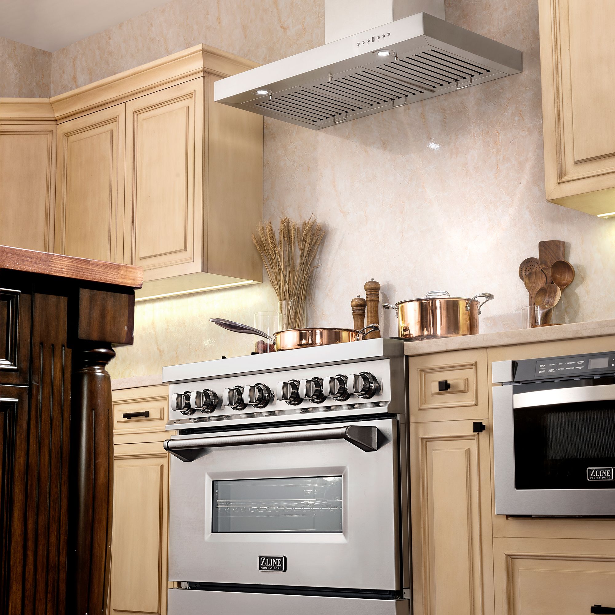 ZLINE 30 in. Wall Mount Range Hood Stainless Steel Convertible Vent 4-Speed Fan (KE-30)