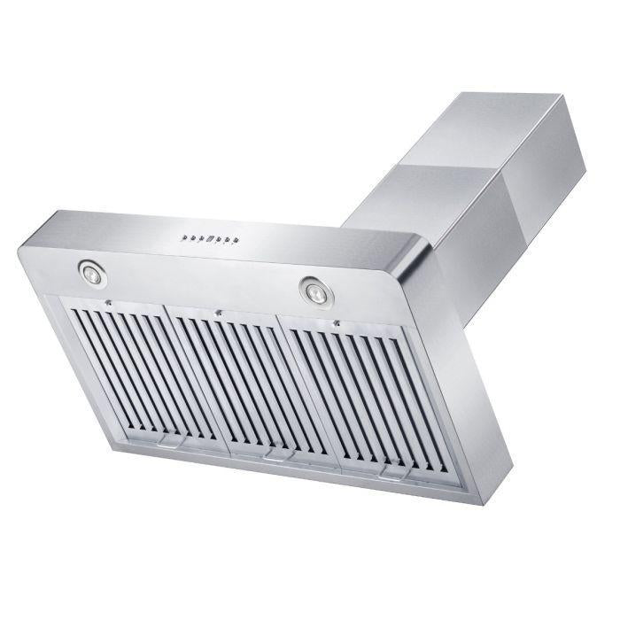 ZLINE 36 Inch Wall Mount Range Hood Stainless Steel Indoor 400 CFM LED Lighting Baffle Filters (KF2-36)